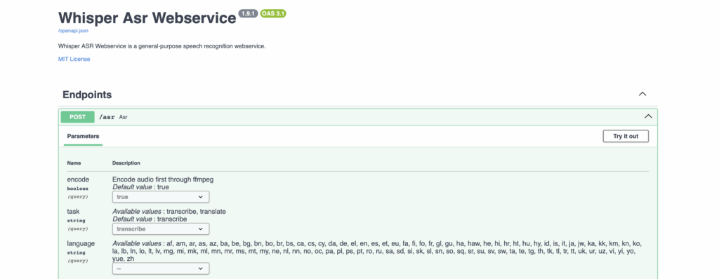 Whisper self host for symfony App