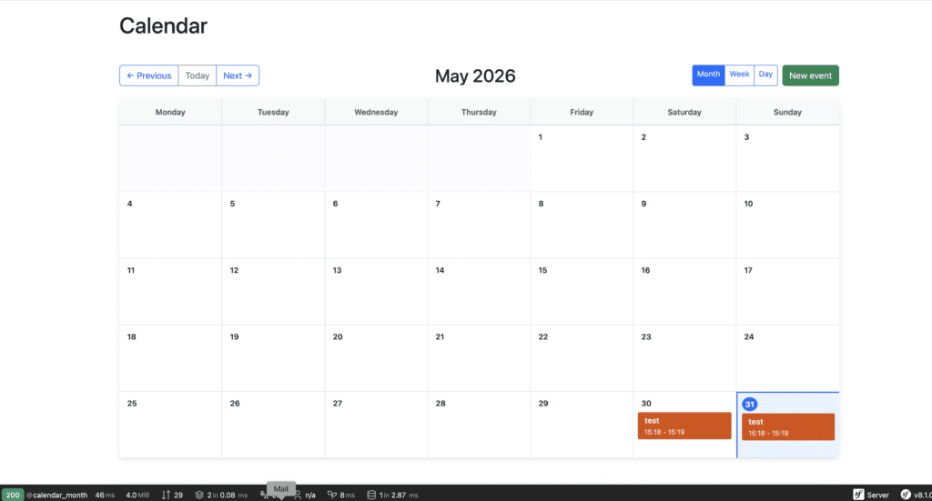 data updated by symfony ux calendar bundle