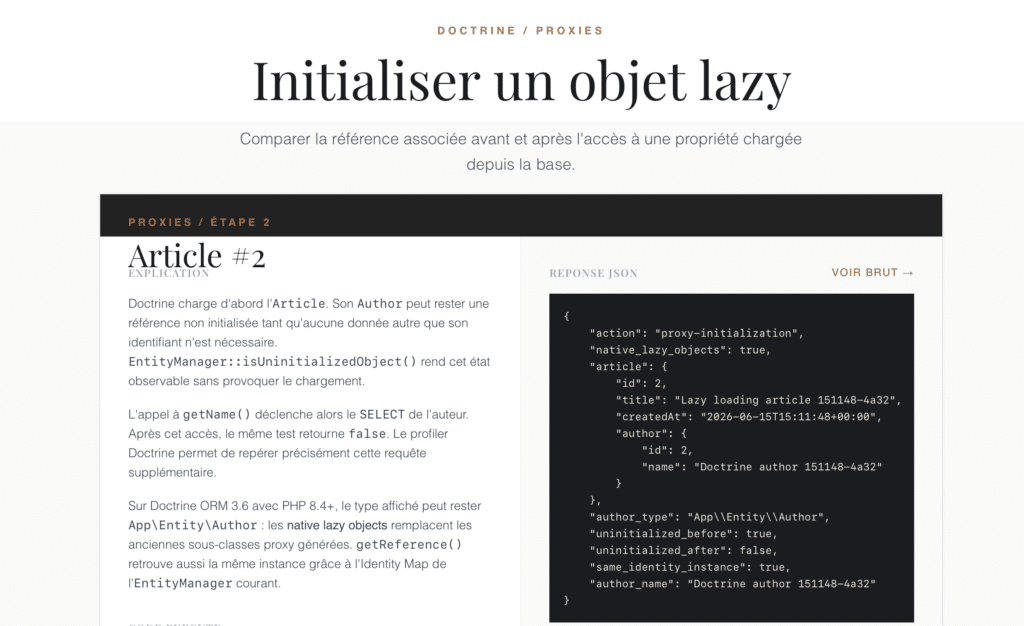 initialiser un objet lazy avec doctrine